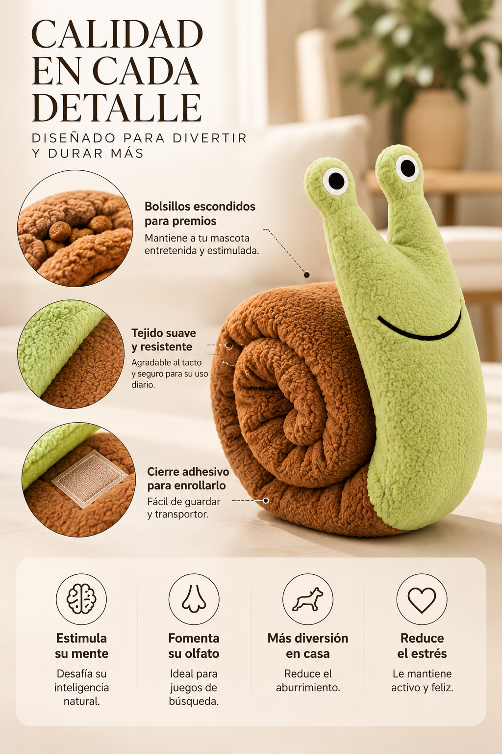 Caracol Interactivo para Perros | Juguete Olfativo con Premios