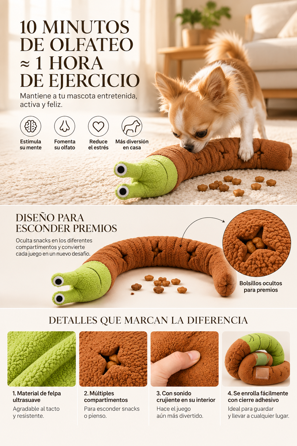 Caracol Interactivo para Perros | Juguete Olfativo con Premios